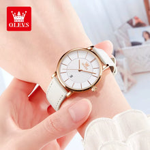 Load image into Gallery viewer, Experience Elegance with the 5869 Ultra Thin Leather Strap Women's Watch - Waterproof Quartz Timepiece for Effortless Style