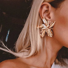 Load image into Gallery viewer, Large Multi Layer Alloy Flower Leaf Earrings for Women Girls Retro Exaggerated Party Elegant Fashion Jewelry Gifts 2023