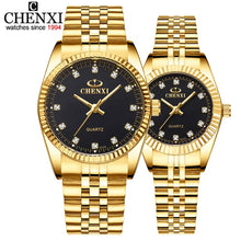 Load image into Gallery viewer, Luxury Couple Watch Golden Fashion Stainless Steel Lovers Watch Quartz Wrist Watches for Women & Men Analog Wristwatch
