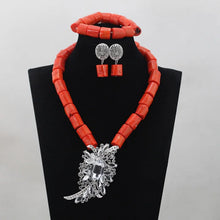 Load image into Gallery viewer, Wonderfu Birthday Gift Natural Coral Beads Necklace Set African Coral Necklace Jewelry Set Cheap Beads ABL534