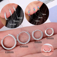 Load image into Gallery viewer, 1Pair Stainless Steel Minimal Hoop Earrings Crystal Zirconia Small Huggie Thin Cartilage Earrings Helix Tragus Piercing Jewelry