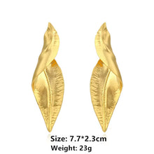 Load image into Gallery viewer, 2020 Retro Gold Color Metal Leaf Stud Earrings Geometric Irregular Plant Earring for Women Girls Party Travel Jewelry