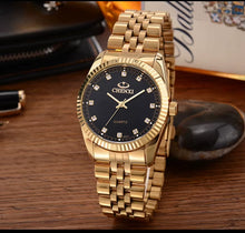Load image into Gallery viewer, Luxury Couple Watch Golden Fashion Stainless Steel Lovers Watch Quartz Wrist Watches for Women & Men Analog Wristwatch