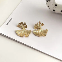 Load image into Gallery viewer, Simple Silver Color Metal Big Plant Ginkgo Leaf Earrings for Women Fashion Statement Stud Earring Jewelry Gift Pendiente
