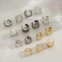 Load image into Gallery viewer, 5/15 Pcs Set of Hollow Leaf Design Clip on Earrings, Zinc Alloy Jewelry Simple Punk Style Personality Female Ear Decor
