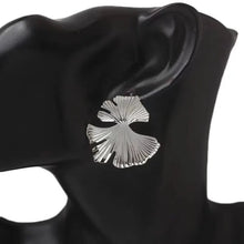 Load image into Gallery viewer, Simple Silver Color Metal Big Plant Ginkgo Leaf Earrings for Women Fashion Statement Stud Earring Jewelry Gift Pendiente

