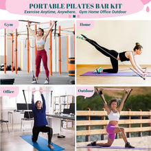 Load image into Gallery viewer, Fitness Yoga Pilates Bar Kit with Resistance Bands Portable Home Gym Pilates Resistance Bar Kit for Women Full Body Workouts
