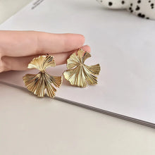 Load image into Gallery viewer, Simple Silver Color Metal Big Plant Ginkgo Leaf Earrings for Women Fashion Statement Stud Earring Jewelry Gift Pendiente

