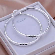Load image into Gallery viewer, Charms Fine 925 Sterling Silver 5CM Circle Hoop Earrings for Women Fashion Pretty Wedding Party Jewelry Holiday Gifts

