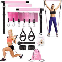 Load image into Gallery viewer, Fitness Yoga Pilates Bar Kit with Resistance Bands Portable Home Gym Pilates Resistance Bar Kit for Women Full Body Workouts
