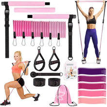 Load image into Gallery viewer, Fitness Yoga Pilates Bar Kit with Resistance Bands Portable Home Gym Pilates Resistance Bar Kit for Women Full Body Workouts
