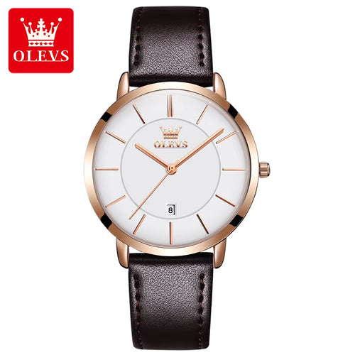 Experience Elegance with the 5869 Ultra Thin Leather Strap Women's Watch - Waterproof Quartz Timepiece for Effortless Style