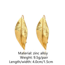 Load image into Gallery viewer, 2020 Retro Gold Color Metal Leaf Stud Earrings Geometric Irregular Plant Earring for Women Girls Party Travel Jewelry
