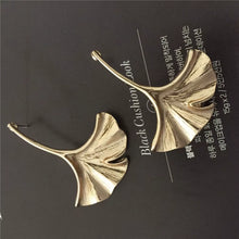 Load image into Gallery viewer, High Quality Elegant Ginkgo Leaf Earrings Gold Color Leaf Shape Stud Earrings for Trendy Women Party Jewelry Best Gift for Mom
