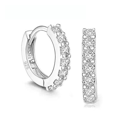 Fast Ship Newest Luxury Romantic Women Jewelry 925 Sterling Silver Plated Rhinestone Crystal Hoop Earrings for Women Wholesale